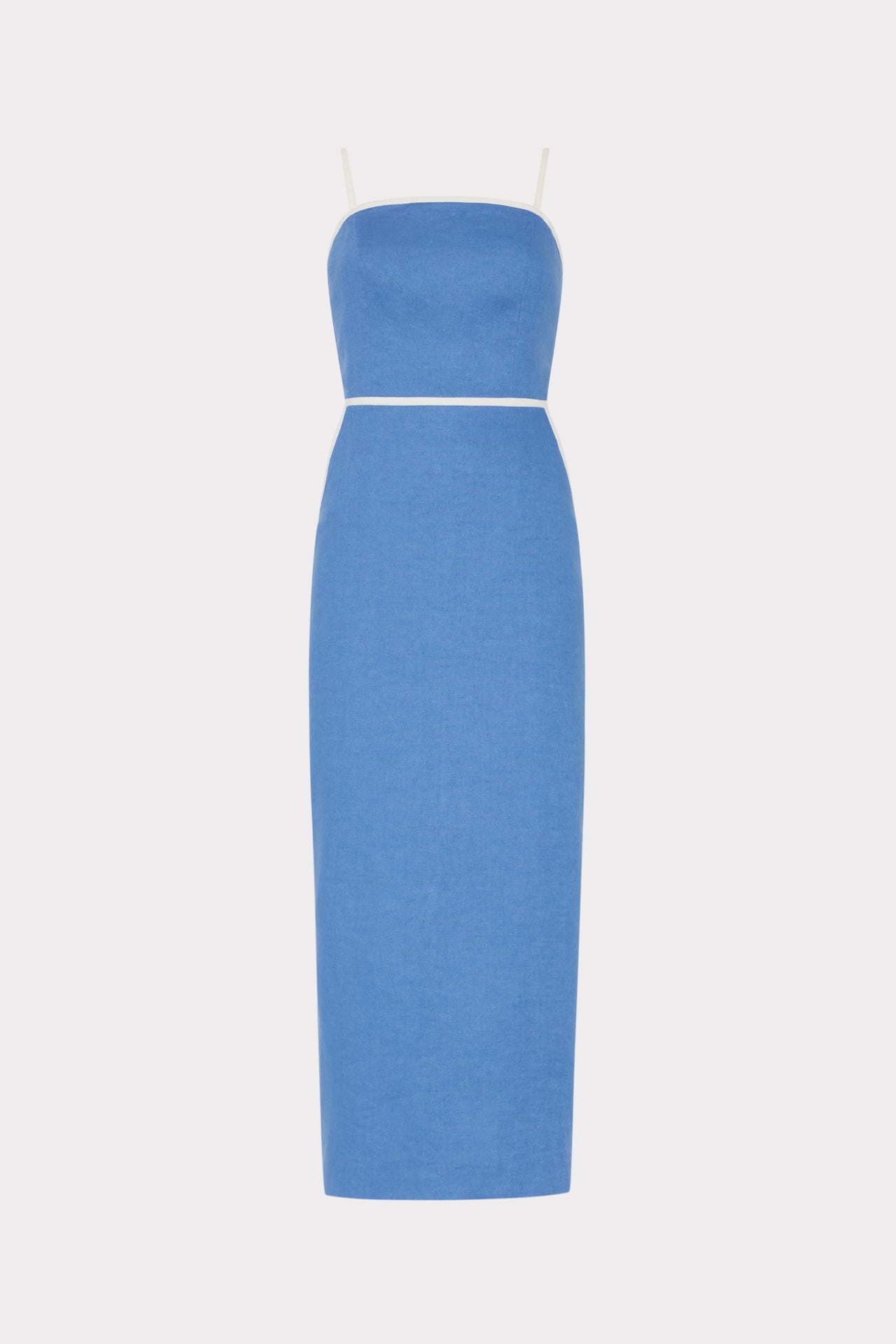 Amara Linen Contrast Midi Dress Blue/White | Milly Women