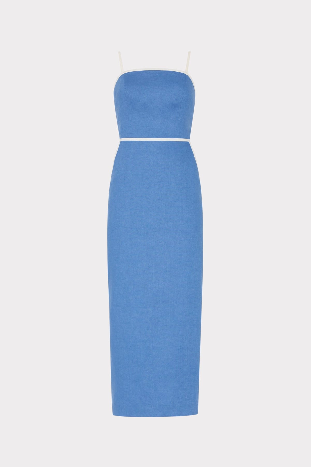 Amara Linen Contrast Midi Dress Blue/White | Milly Women