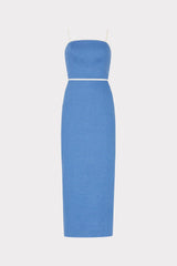 Amara Linen Contrast Midi Dress Blue/White | Milly Women