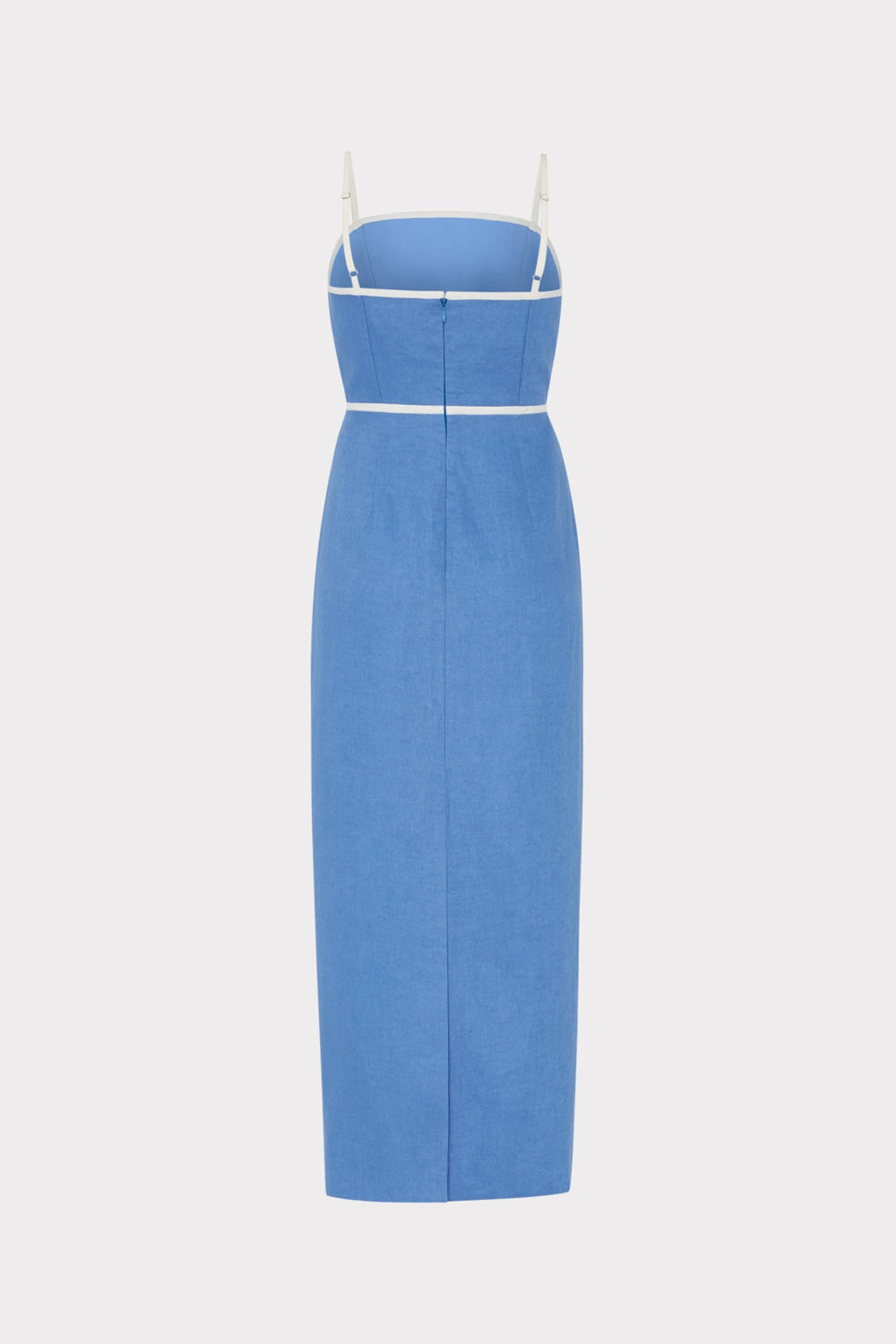 Amara Linen Contrast Midi Dress Blue/White | Milly Women
