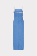 Amara Linen Contrast Midi Dress Blue/White | Milly Women