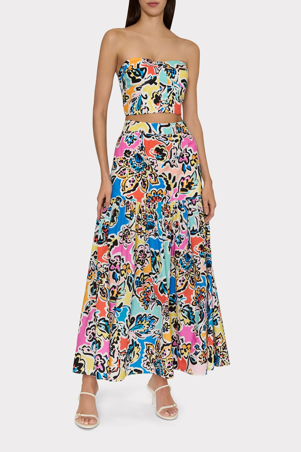 Novi Rainbow Oasis Poplin Maxi Skirt Black Multi | Milly Women
