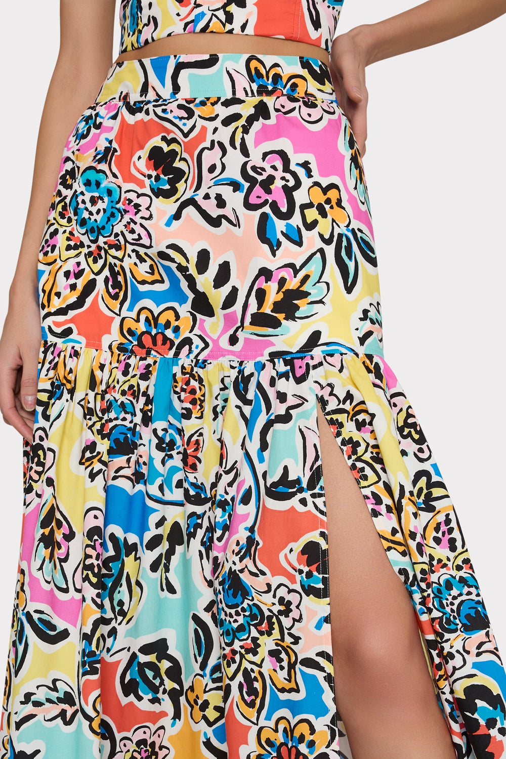 Novi Rainbow Oasis Poplin Maxi Skirt Black Multi | Milly Women