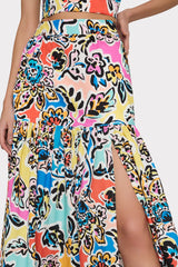 Novi Rainbow Oasis Poplin Maxi Skirt Black Multi | Milly Women