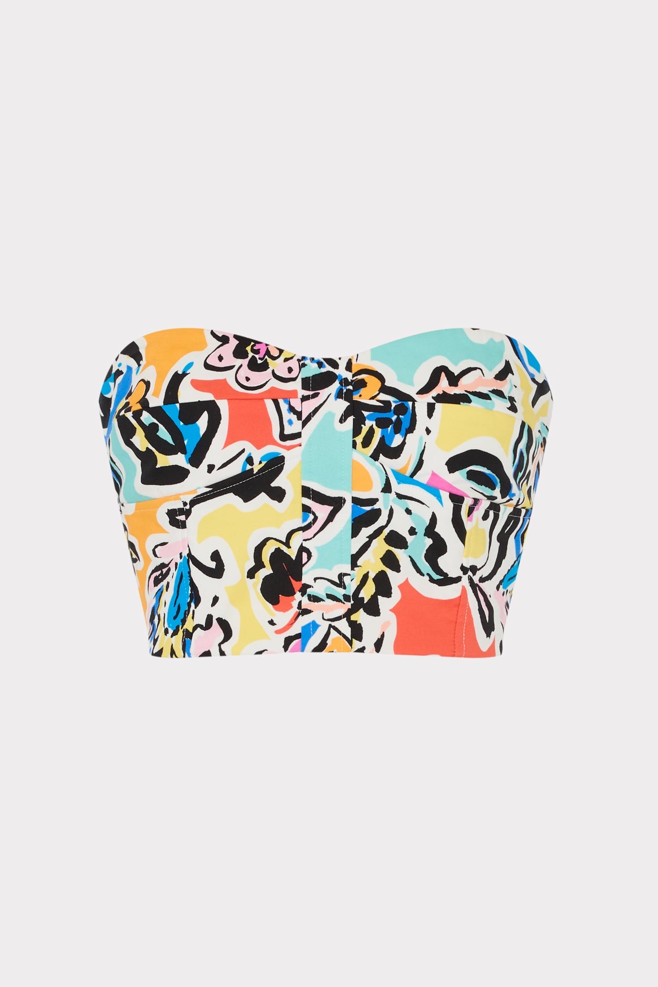 Neha Rainbow Oasis Poplin Bustier Top Black Multi | Milly Women