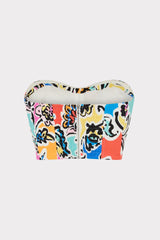 Neha Rainbow Oasis Poplin Bustier Top Black Multi | Milly Women