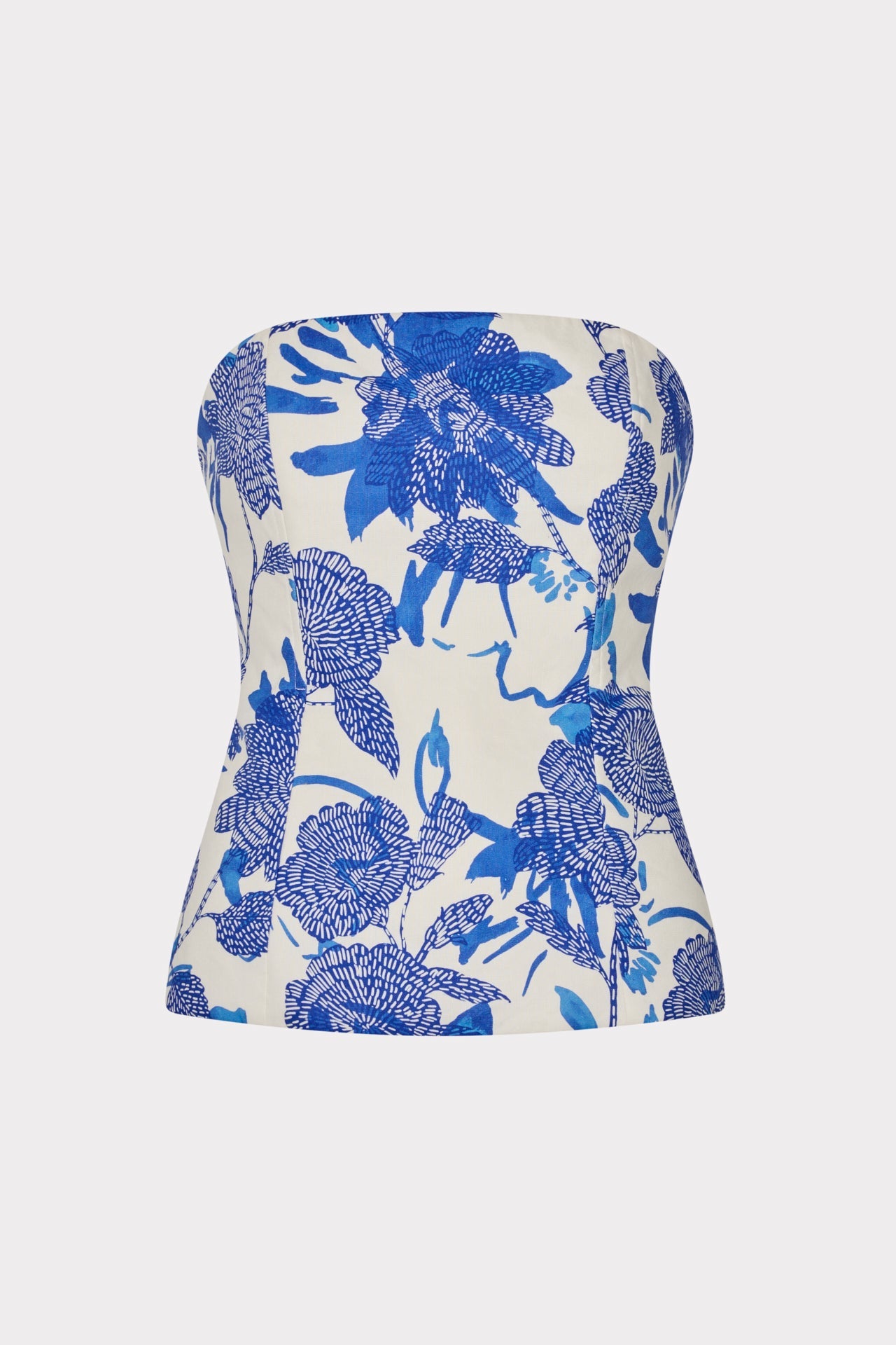 Brushwork Floral Linen Top Blue Multi | Milly Women