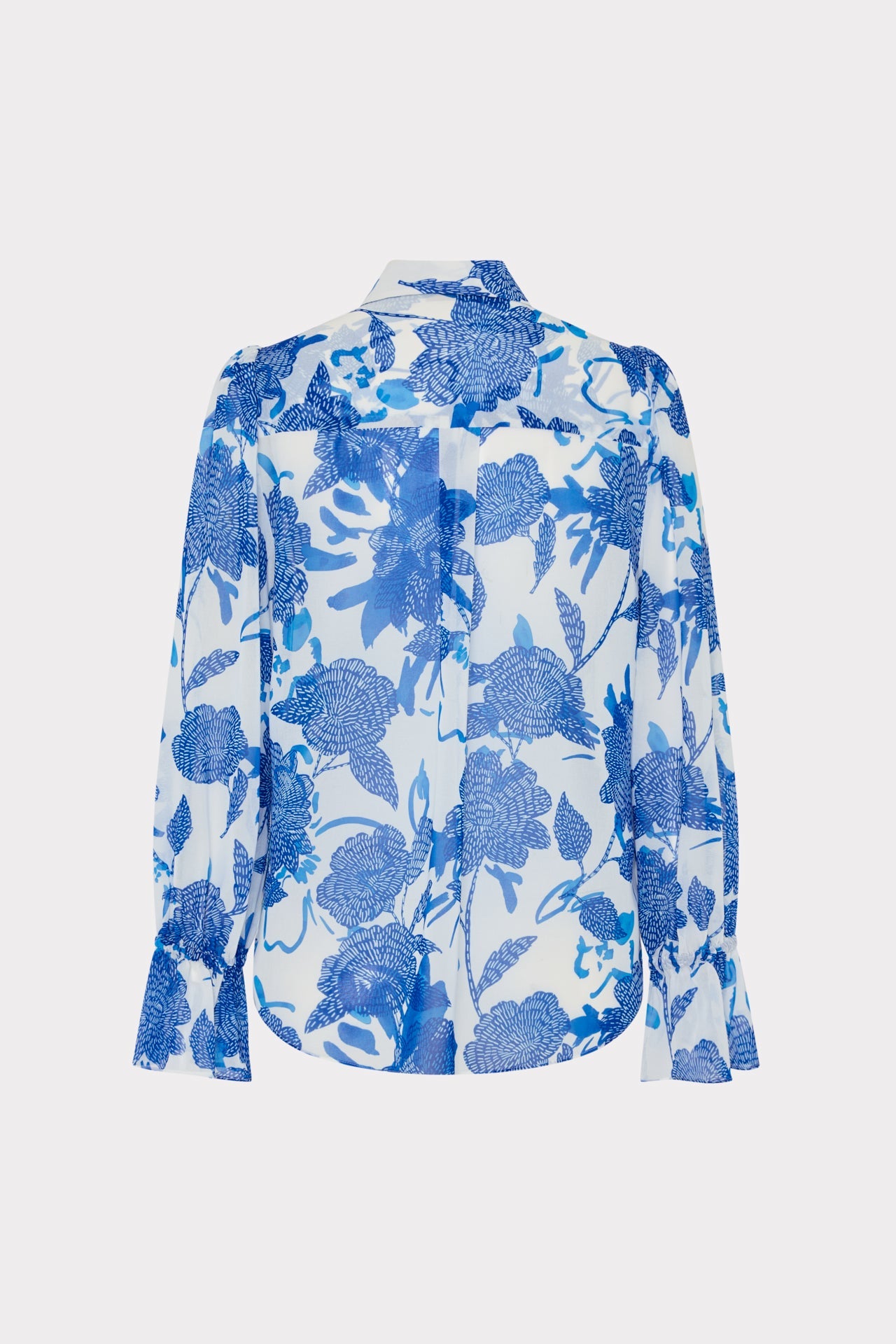 Lacey Brushwork Floral Blouse Blue Multi | Milly Women