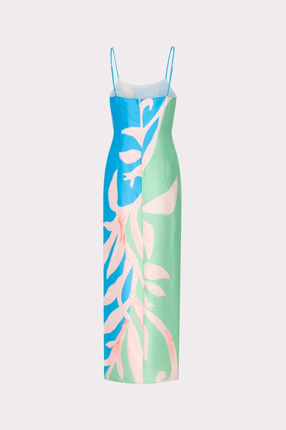 Lily Floral Vine Satin Slip Dress Blue/Green | Milly Women