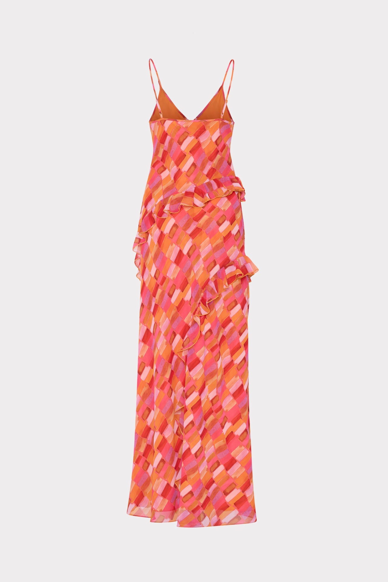 Sunset Tile Ruffle Maxi Dress Pink Multi | Milly Women
