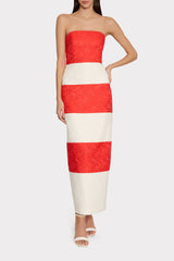Orion Stripe Jacquard Dress Red/White | Milly Women