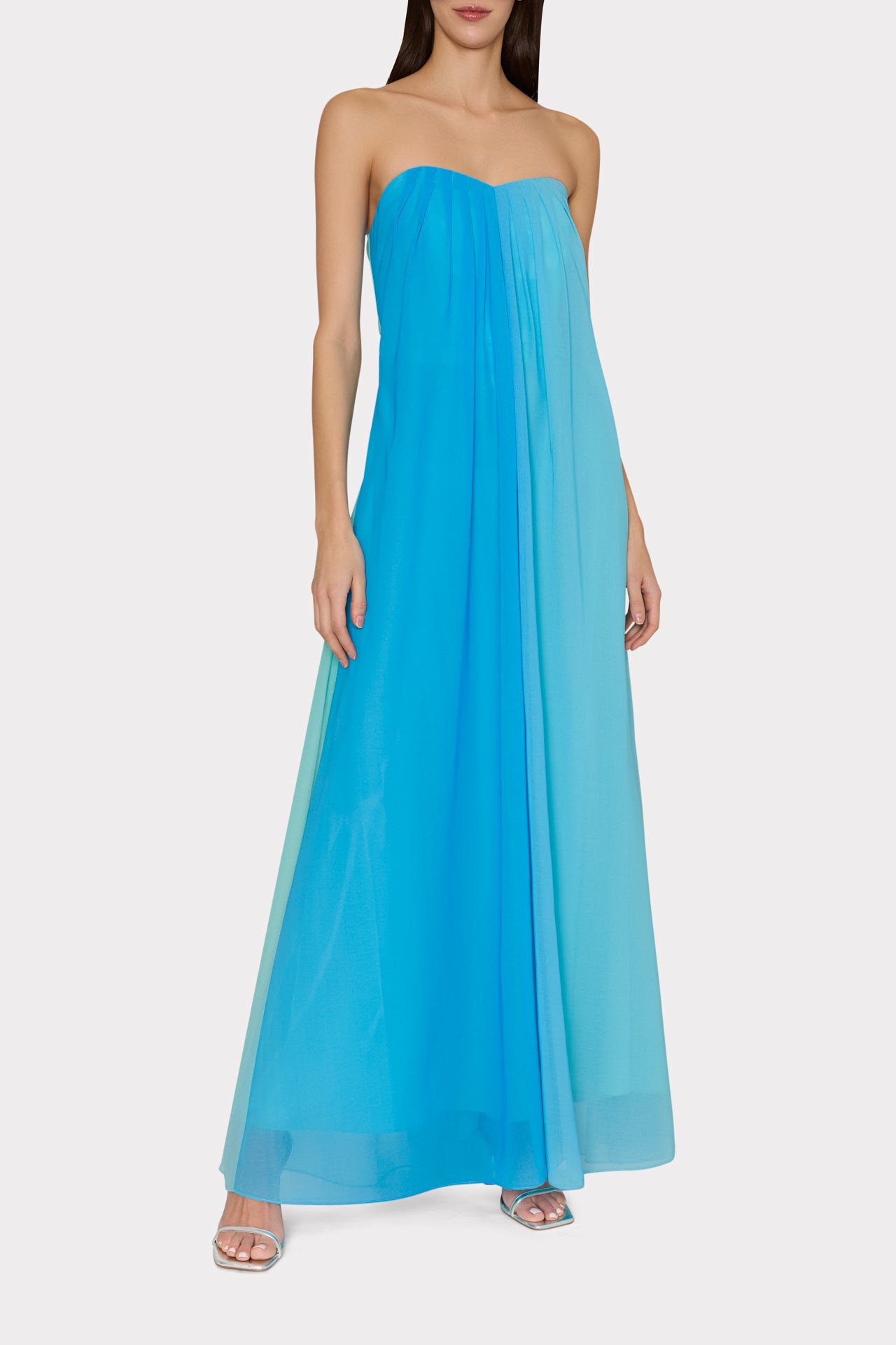 Sunset Stripe Strapless Dress Blue Multi | Milly Women