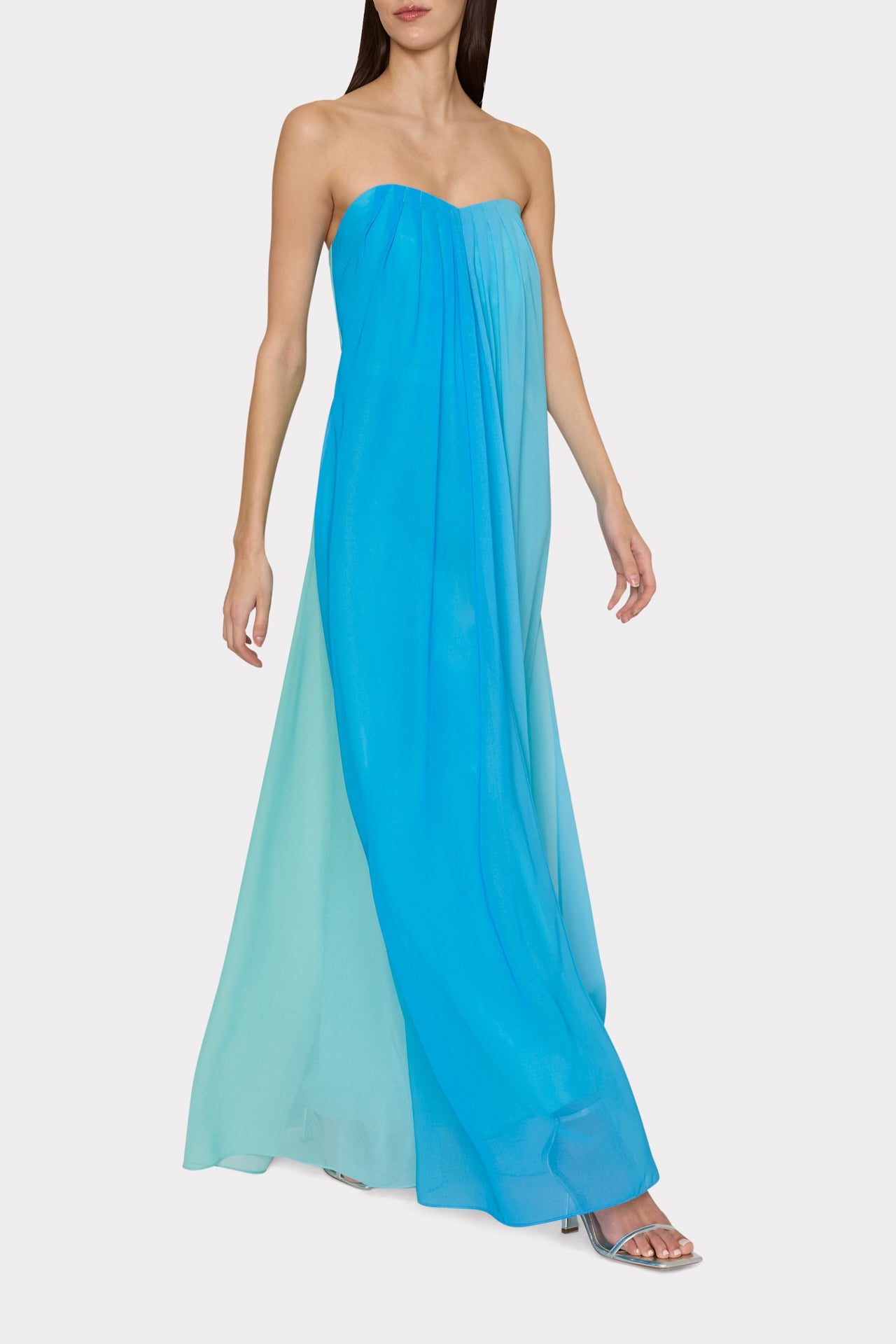 Sunset Stripe Strapless Dress Blue Multi | Milly Women