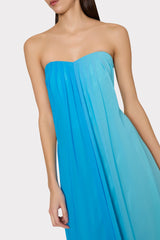 Sunset Stripe Strapless Dress Blue Multi | Milly Women