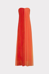Sunset Stripe Strapless Dress Coral Multi | Milly Women
