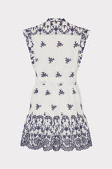 Neelie Floating Petals Eyelet Mini Dress White/Blue | Milly Women
