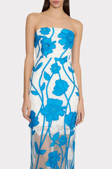 Magnolia Grand Fleur Embroidered Lace Dress Blue/White | Milly Women