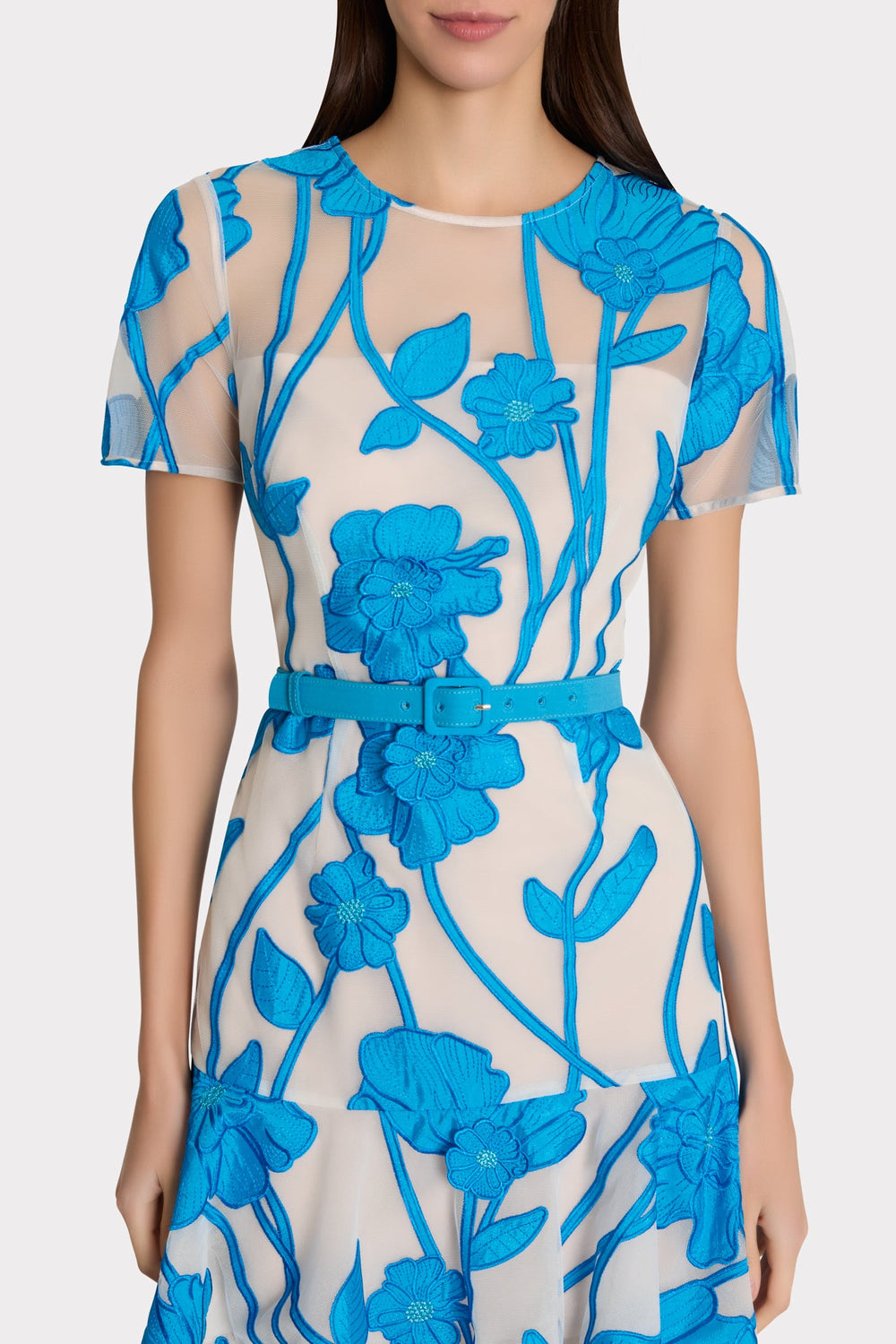 Rosie Grand Fleur Embroidered Mini Dress Blue | Milly Women