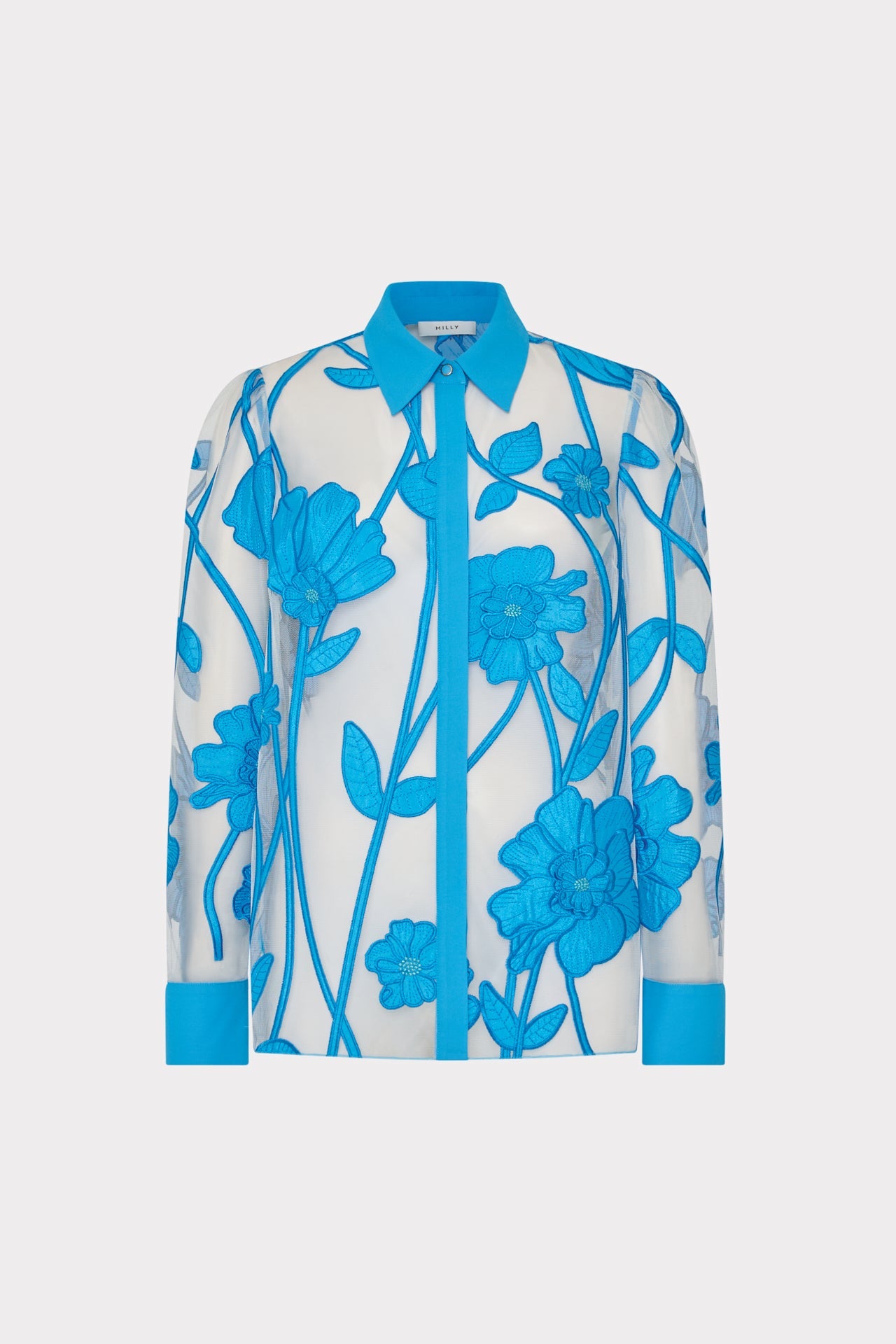 Ashton Grand Fleur Embroidered Top Blue | Milly Women