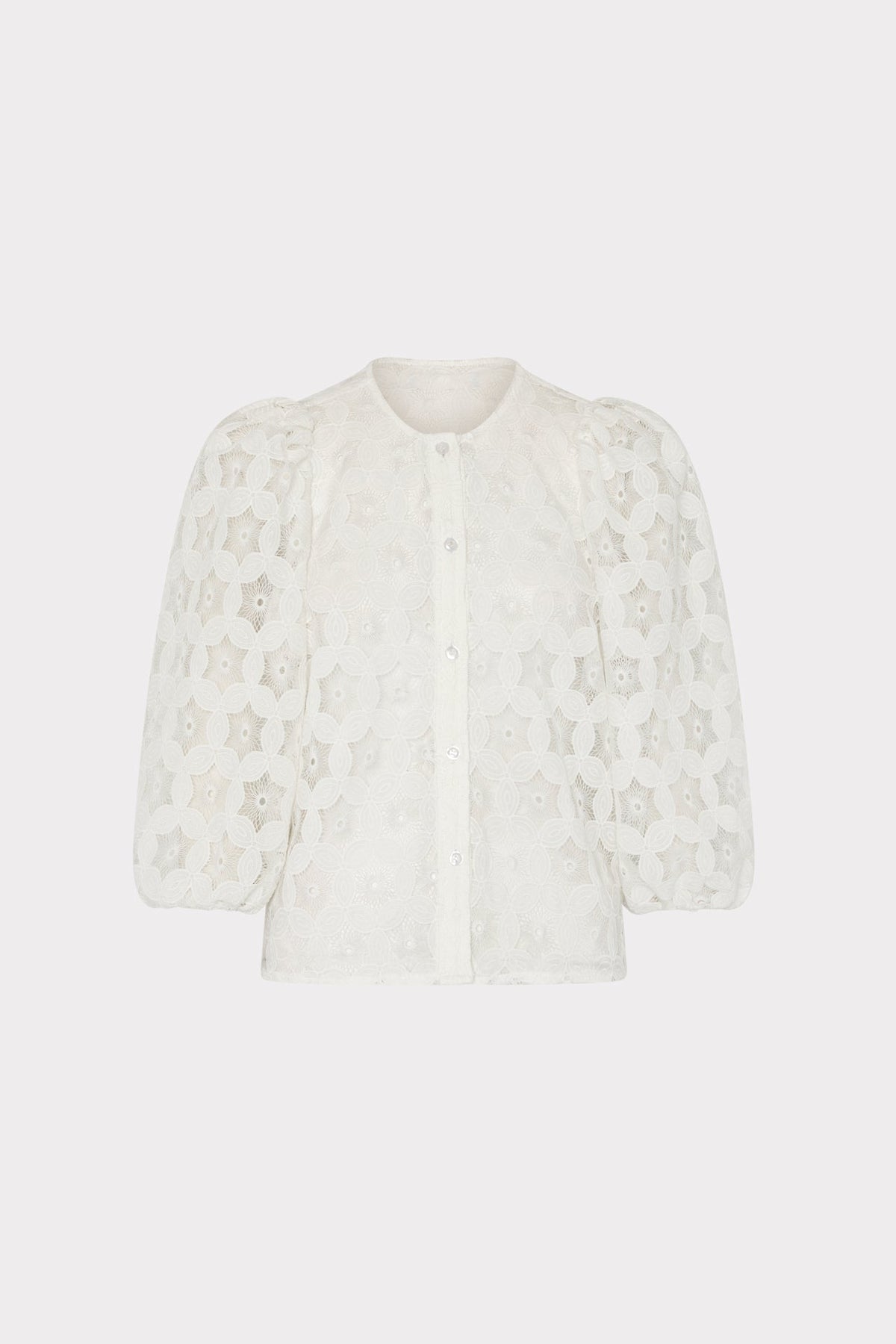 Nannie Circular Embroidery Eyelet Top White | Milly Women