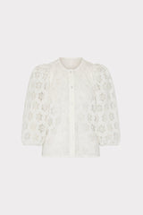 Nannie Circular Embroidery Eyelet Top White | Milly Women