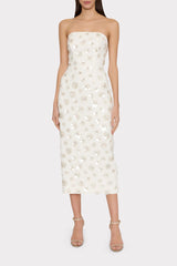 Kait Fleur Paillette Midi Dress White | Milly Women