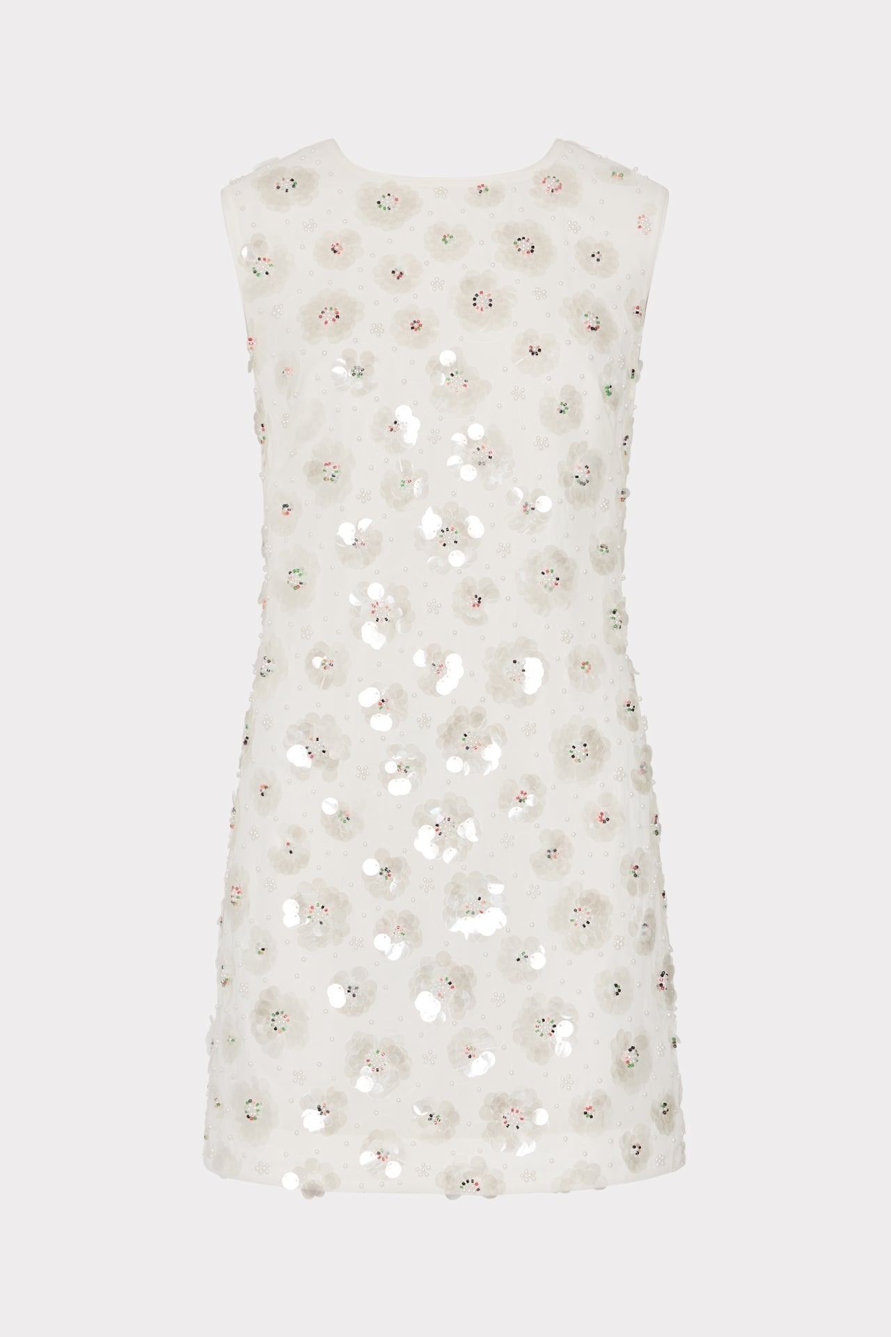 Ivette Fleur Paillette Shift Mini Dress White | Milly Women
