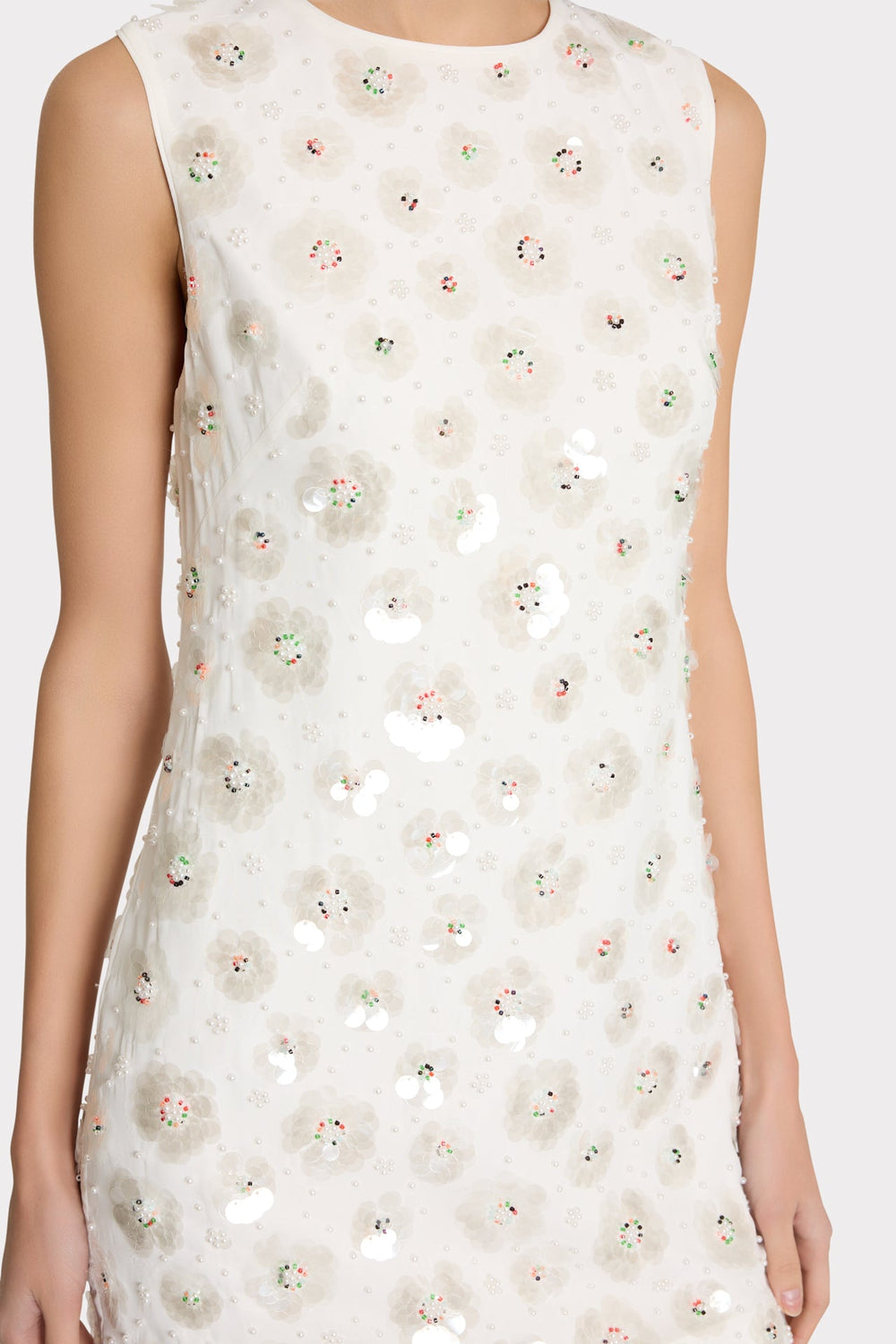 Ivette Fleur Paillette Shift Mini Dress White | Milly Women