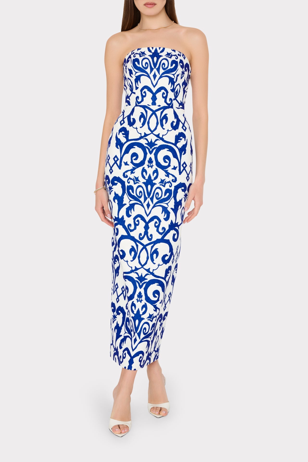 Orion Scroll Embroidery Dress Blue/White | Milly Women