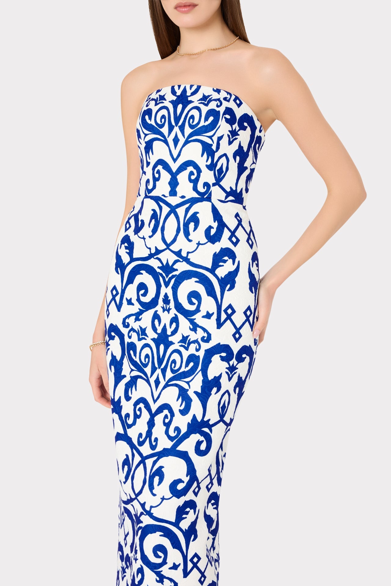 Orion Scroll Embroidery Dress Blue/White | Milly Women