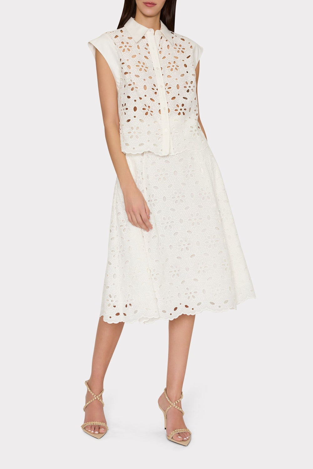 Noella Floral Eyelet Skirt White | Milly Women