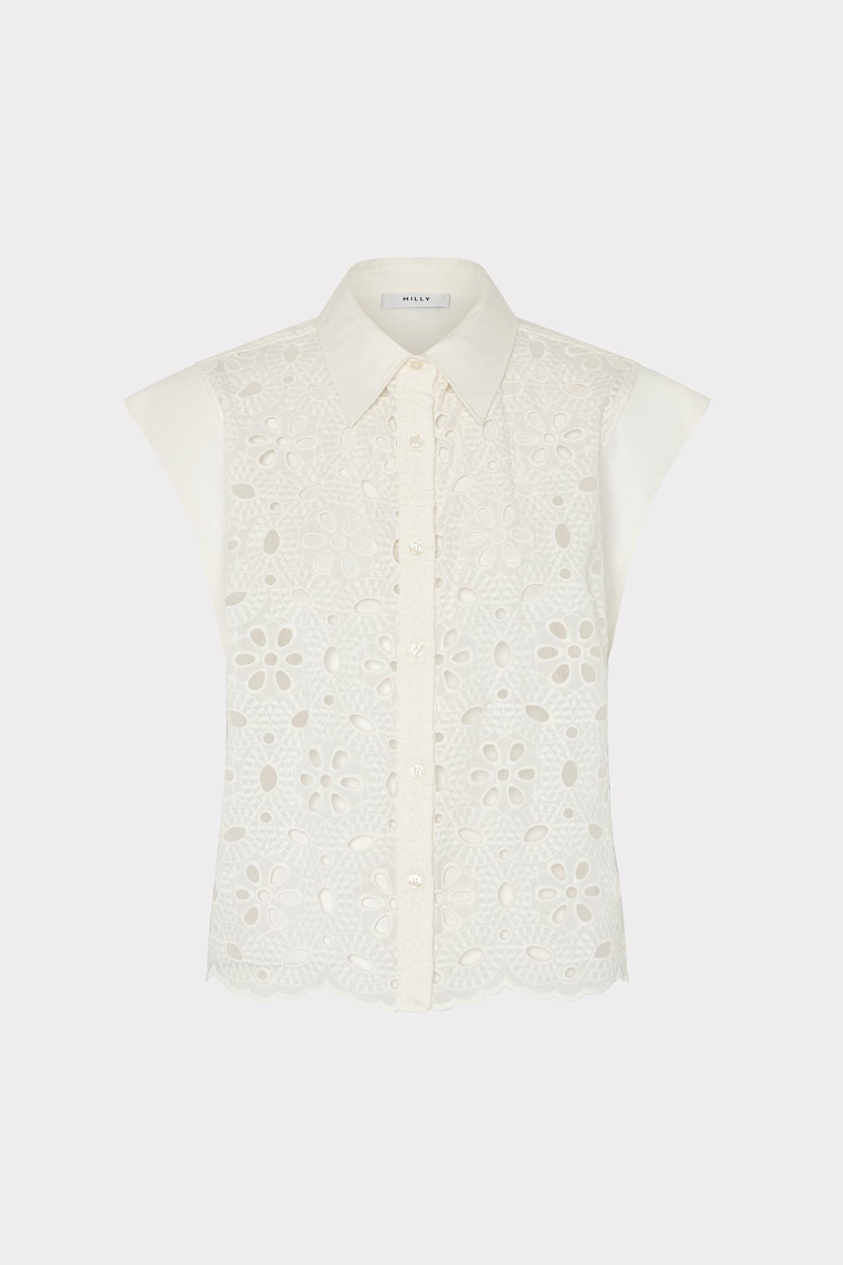 Natalia Floral Eyelet Button Up White | Milly Women