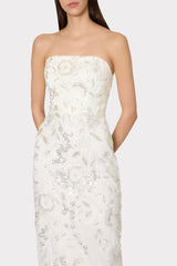 Magnolia Beaded Dream Sequin Maxi Dress White/Silver | Milly Women