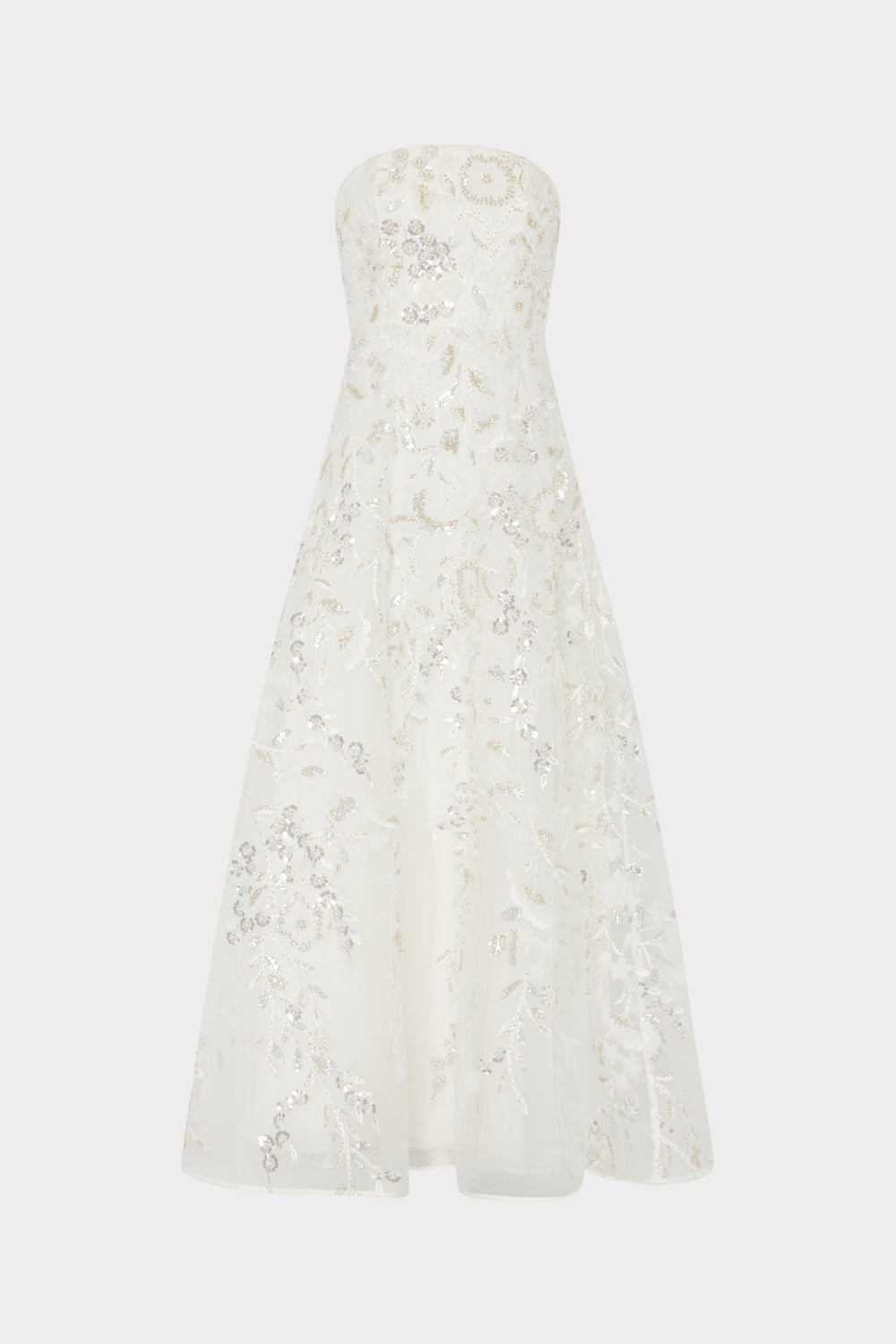Petunia Beaded Dream Sequins Gown White/Silver | Milly Women
