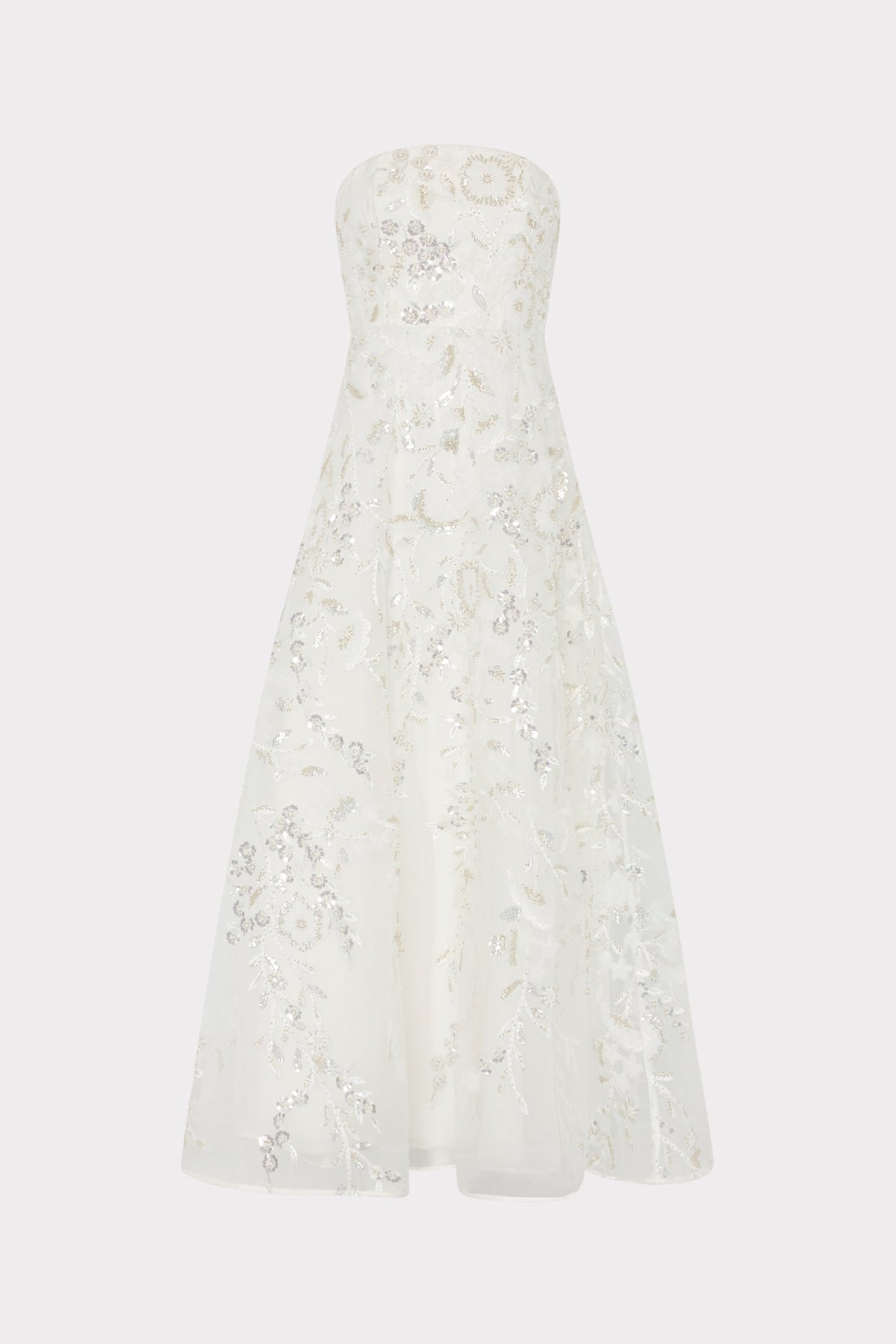 Petunia Beaded Dream Sequins Gown White/Silver | Milly Women