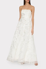 Petunia Beaded Dream Sequins Gown White/Silver | Milly Women