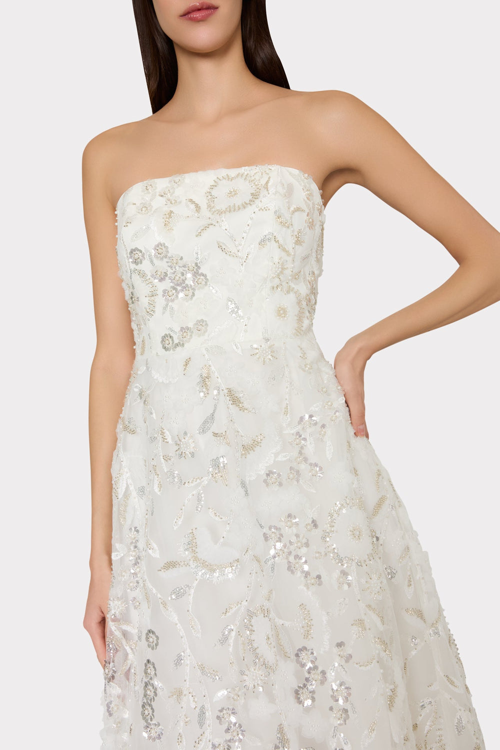 Petunia Beaded Dream Sequins Gown White/Silver | Milly Women