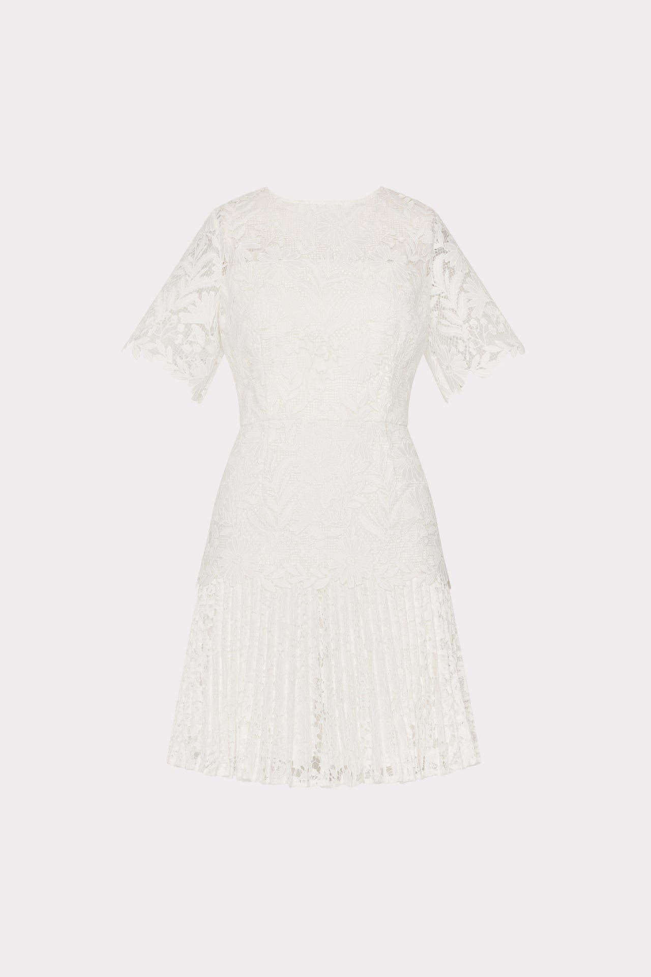 Nikoletta Mixed Laces Pleated Mini Dress White | Milly Women