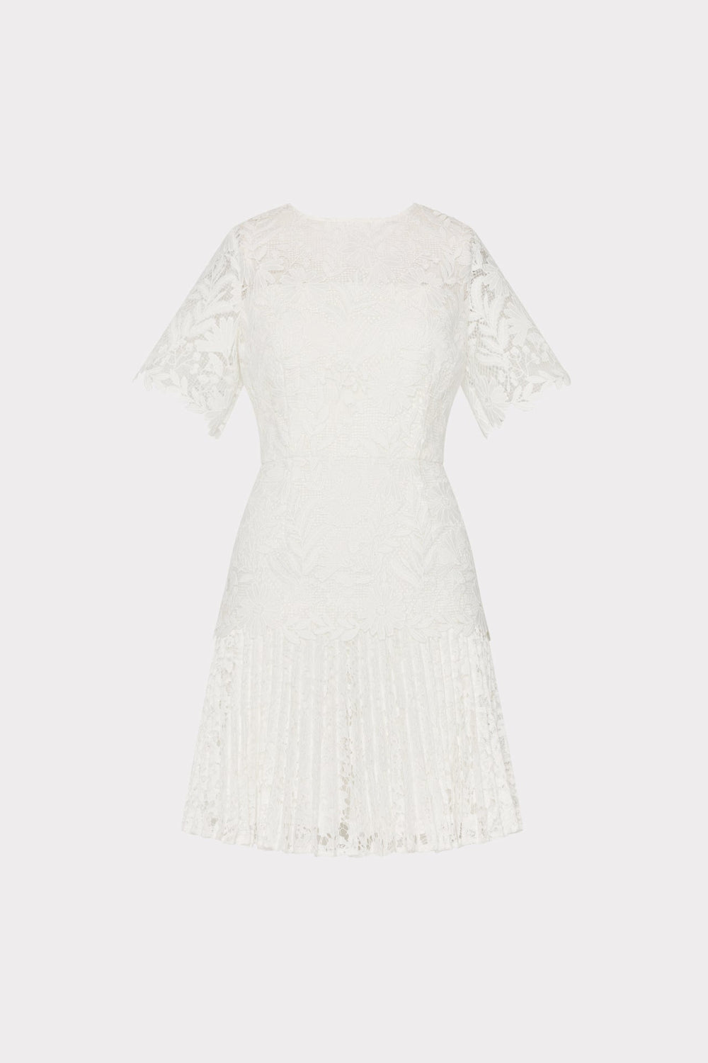 Nikoletta Mixed Laces Pleated Mini Dress White | Milly Women