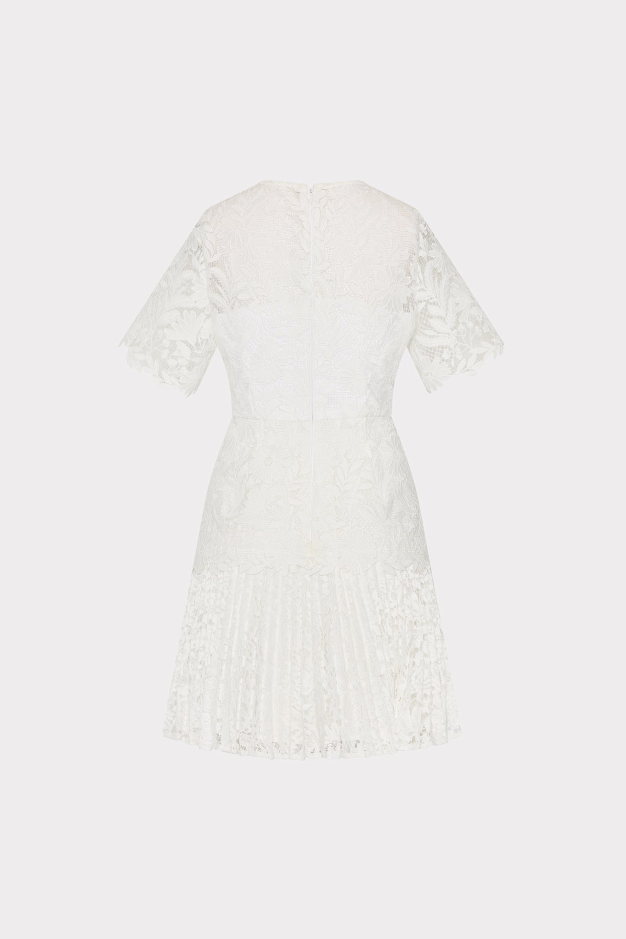 Nikoletta Mixed Laces Pleated Mini Dress White | Milly Women