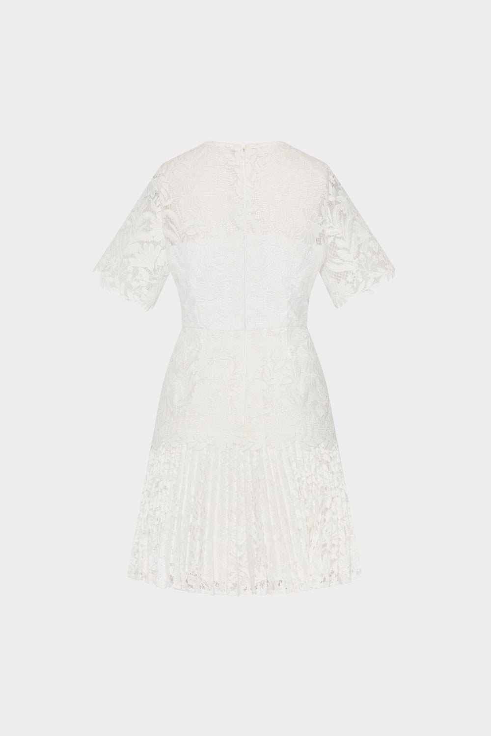Nikoletta Mixed Laces Pleated Mini Dress White | Milly Women