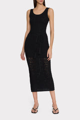 Bubble Pointelle Knit Midi Dress Black | Milly Women
