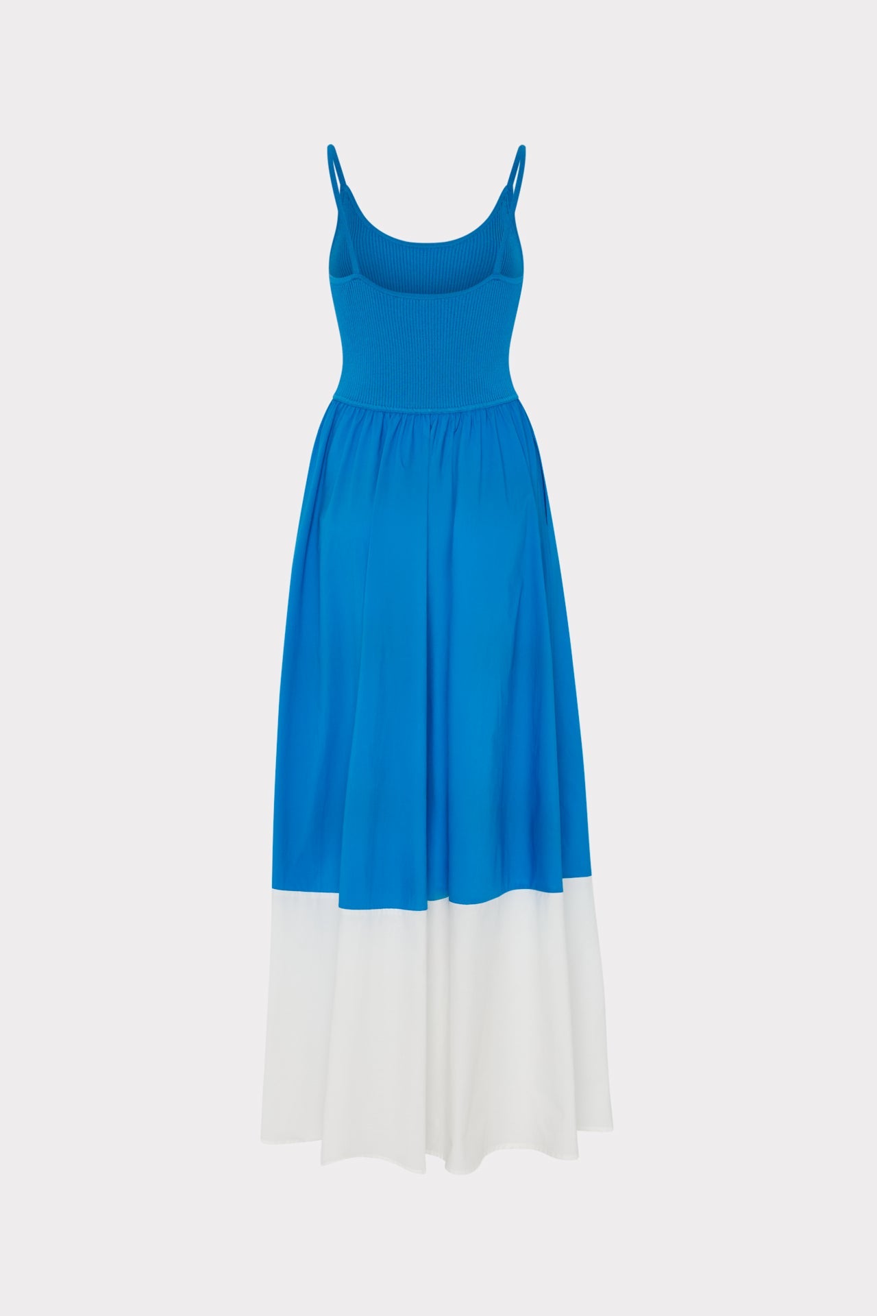 Cami Knit Poplin Blocked Midi Dress Blue/White | Milly Women