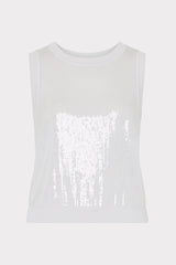 Sequin Knit Shell Top Ecru | Milly Women