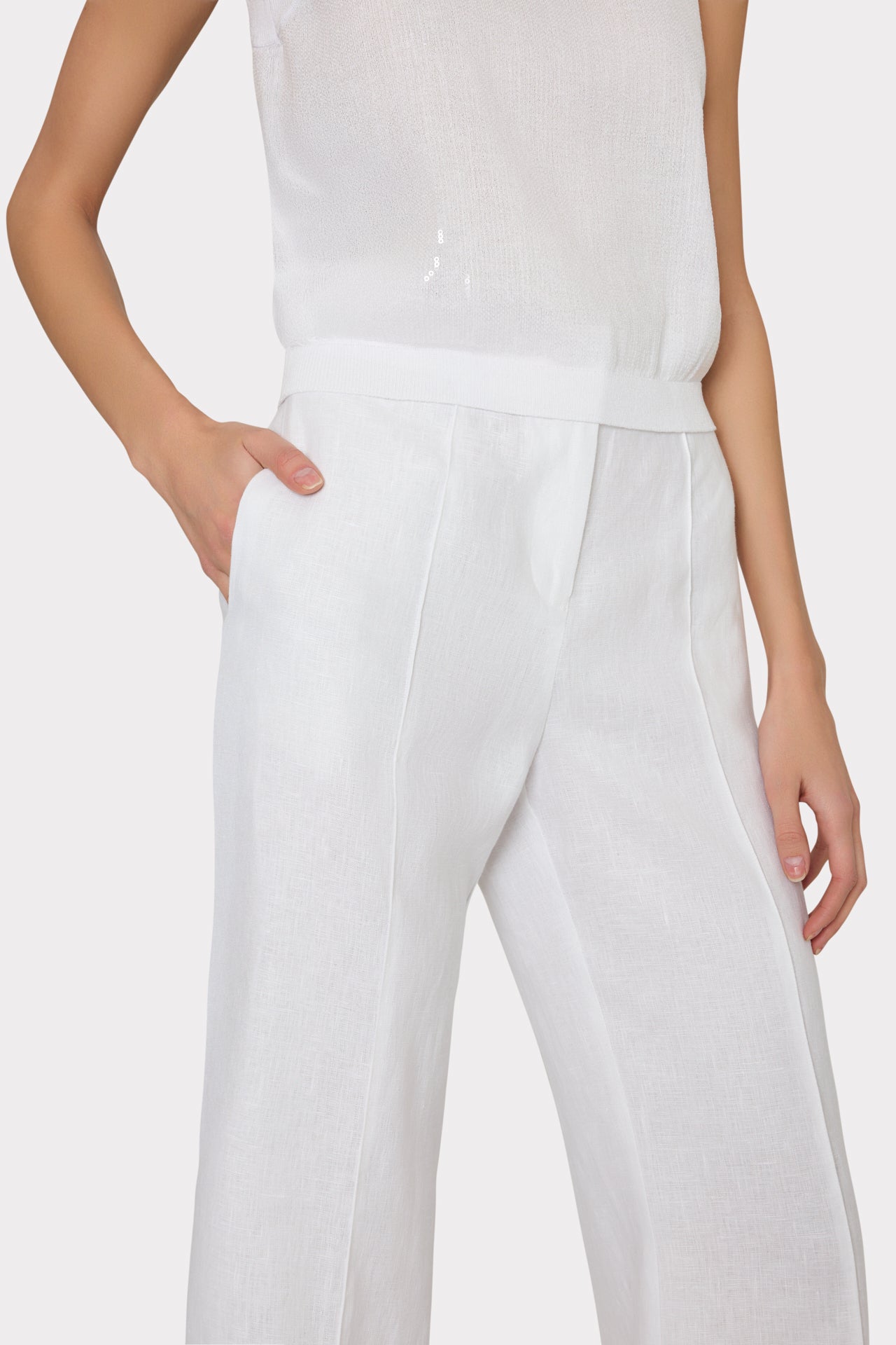 Sequin Knit Shell Top Ecru | Milly Women