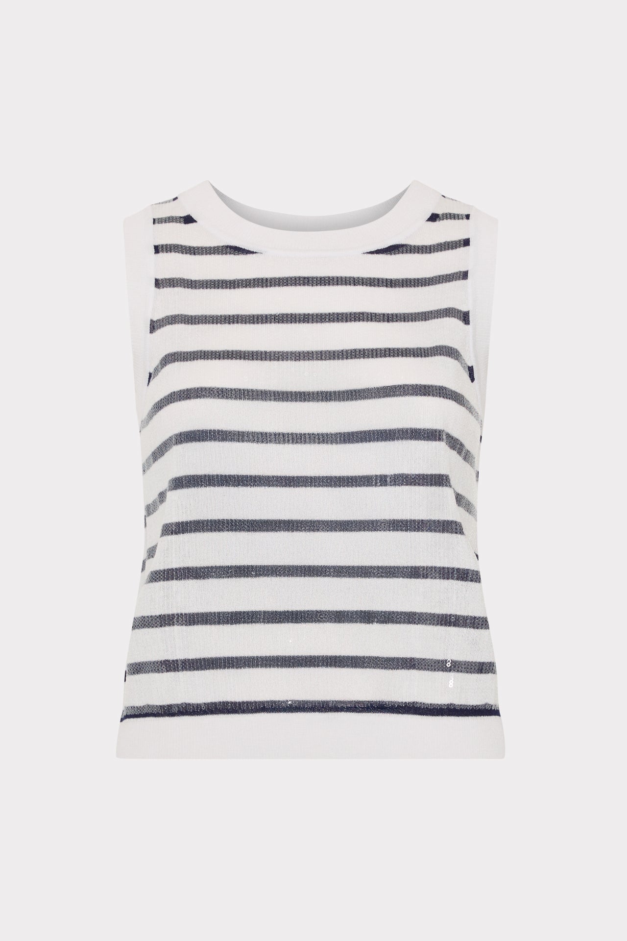 Sequin Knit Shell Top Ecru/Navy | Milly Women