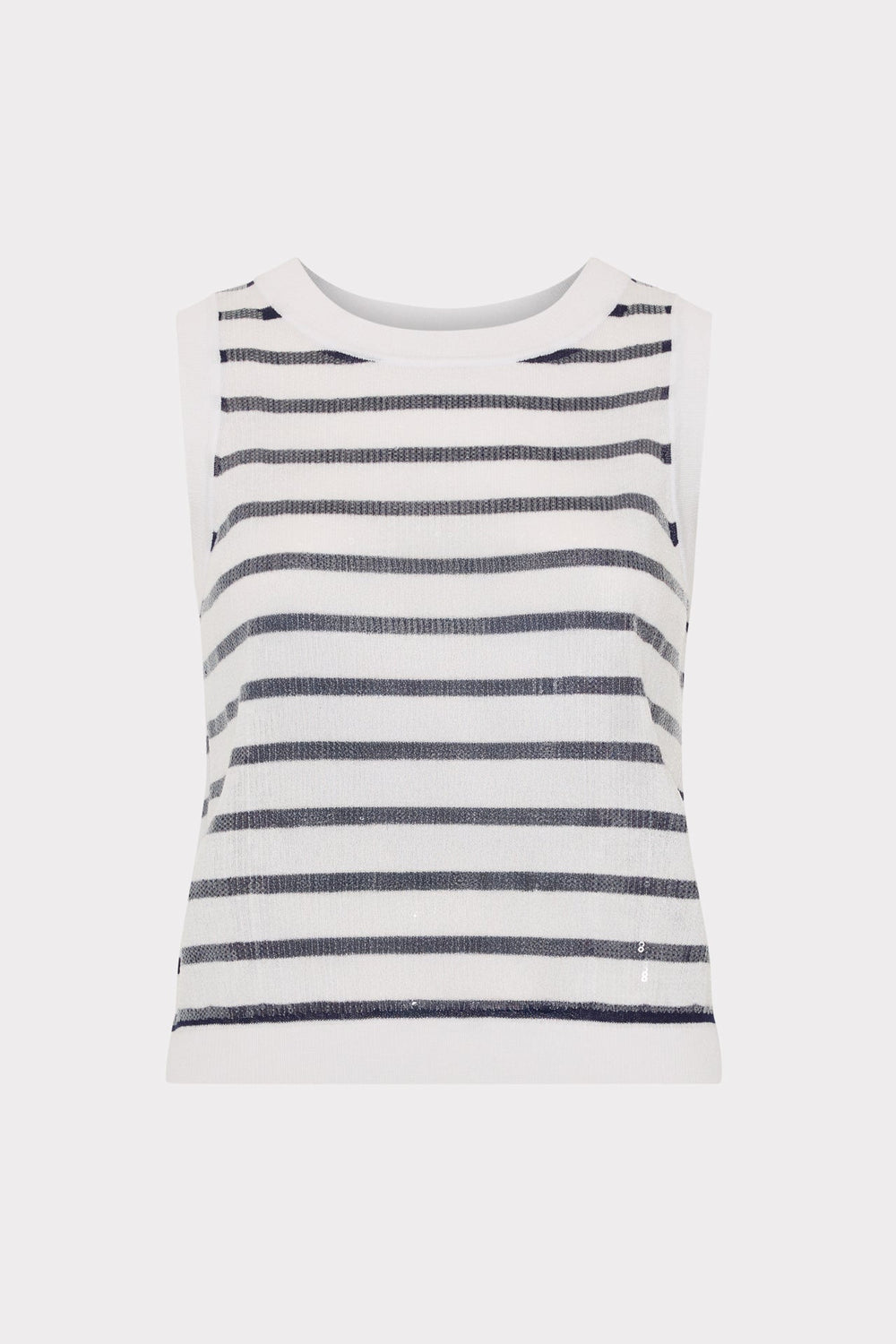 Sequin Knit Shell Top Ecru/Navy | Milly Women