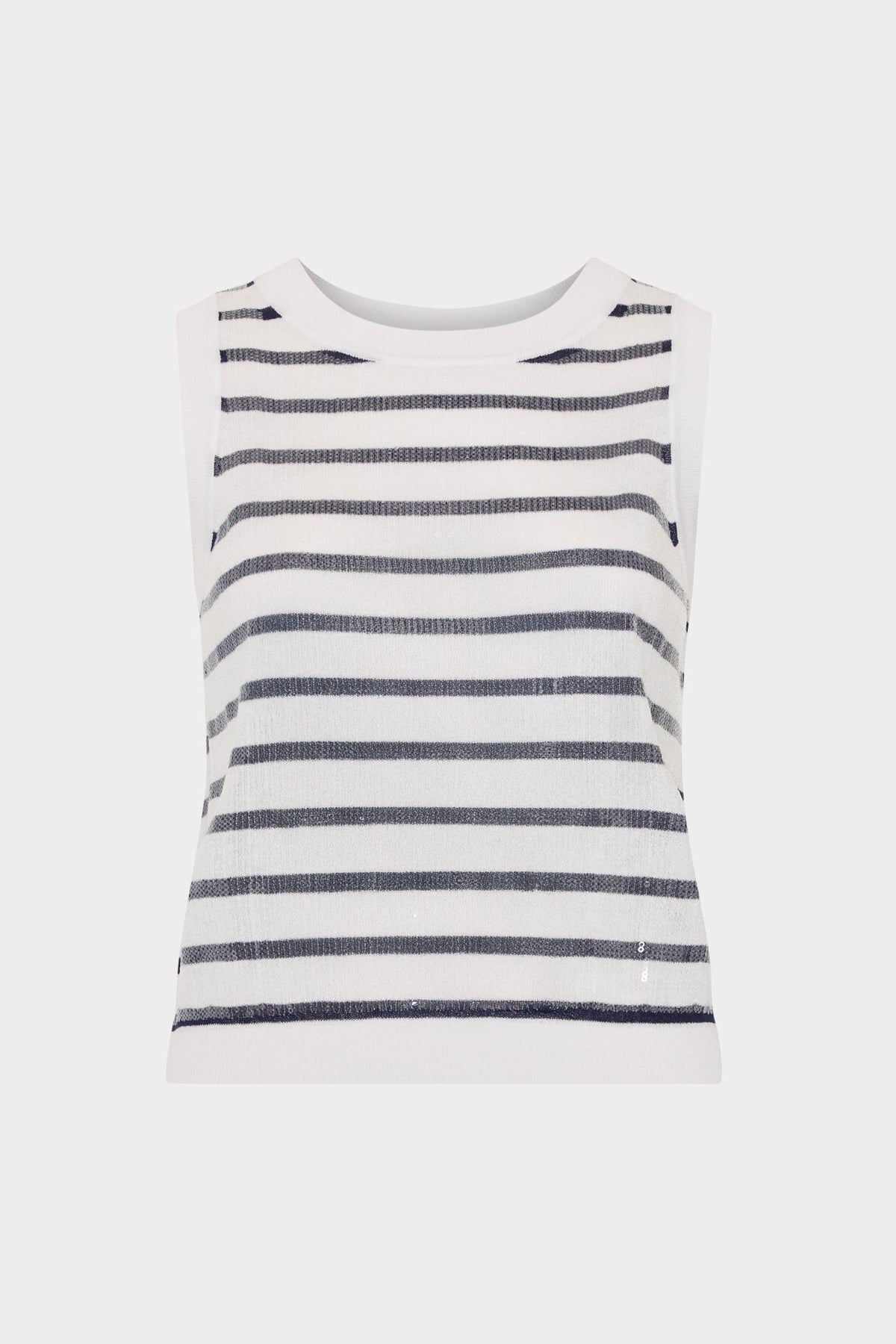 Sequin Knit Shell Top Ecru/Navy | Milly Women