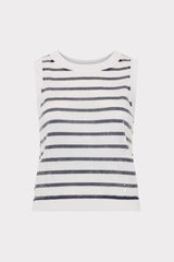 Sequin Knit Shell Top Ecru/Navy | Milly Women