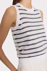 Sequin Knit Shell Top Ecru/Navy | Milly Women